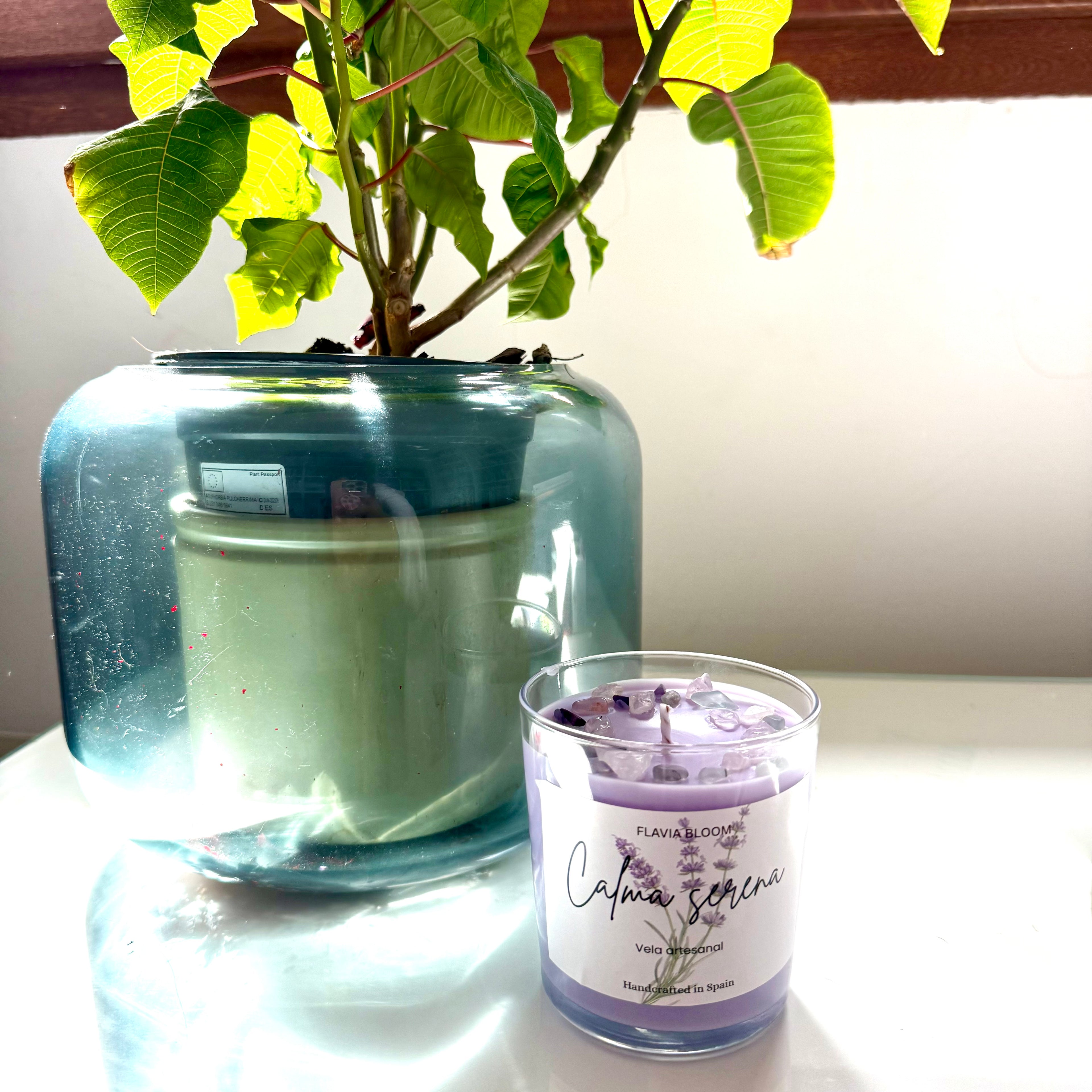 Vela artesanal para relajación descanso y bienestar con cera de soja natural