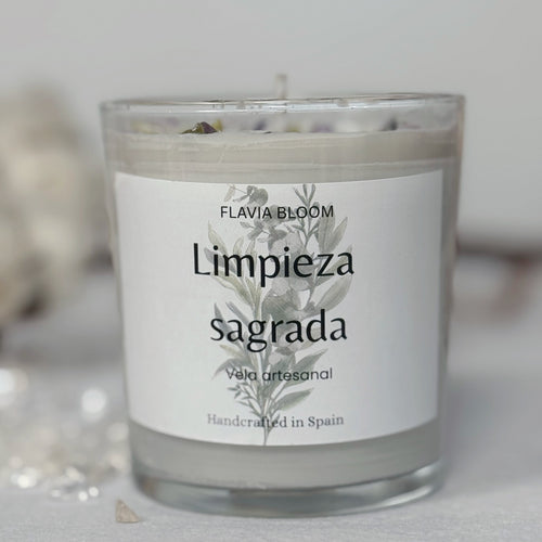 Vela aromática Limpieza Sagrada con palo santo y eucalipto para limpieza energética del hogar