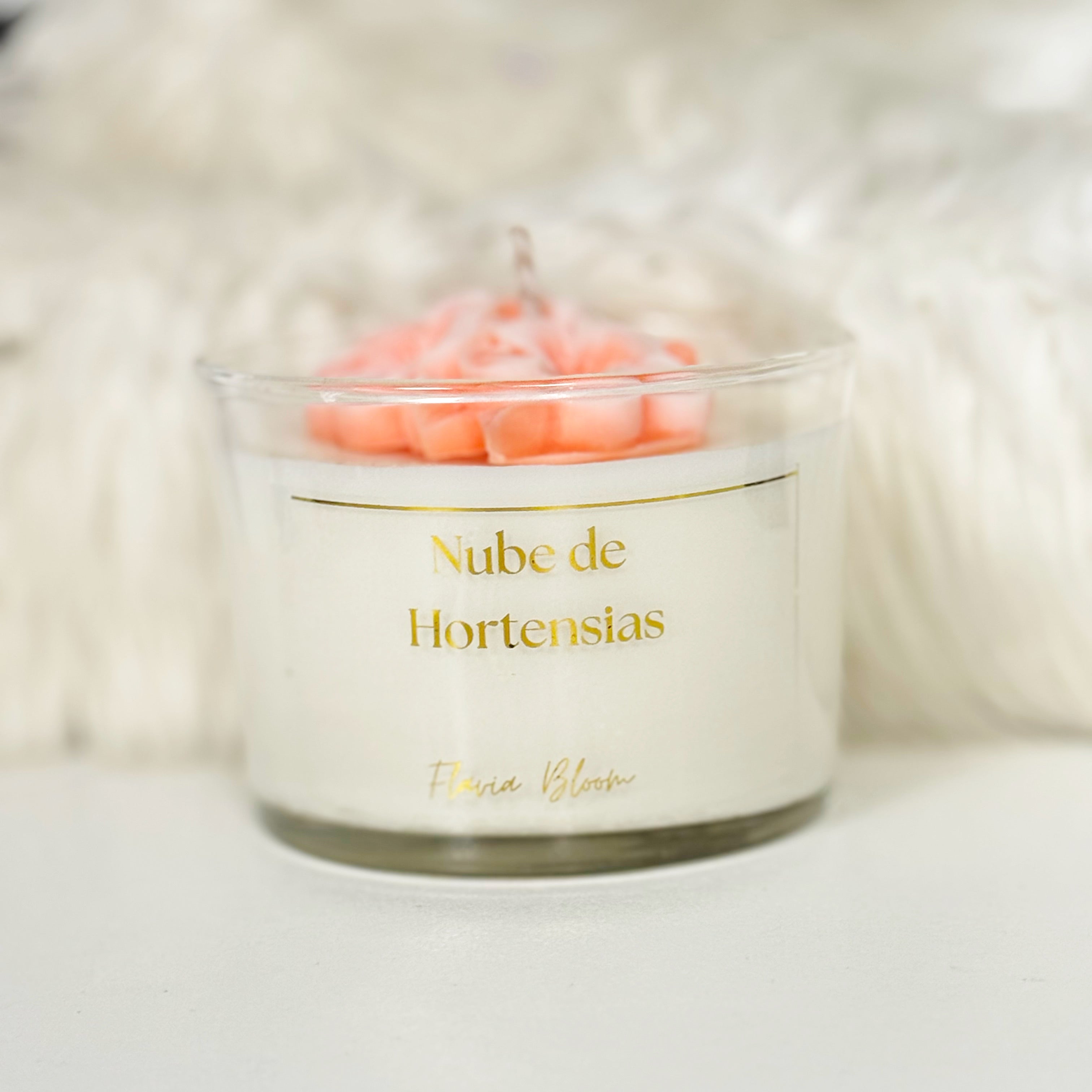 Vela artesanal Nube de Hortensias